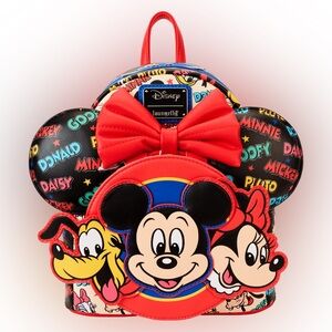 Loungefly Disney Mickey Mouse and Friends Mini Backpack With Removable Ears